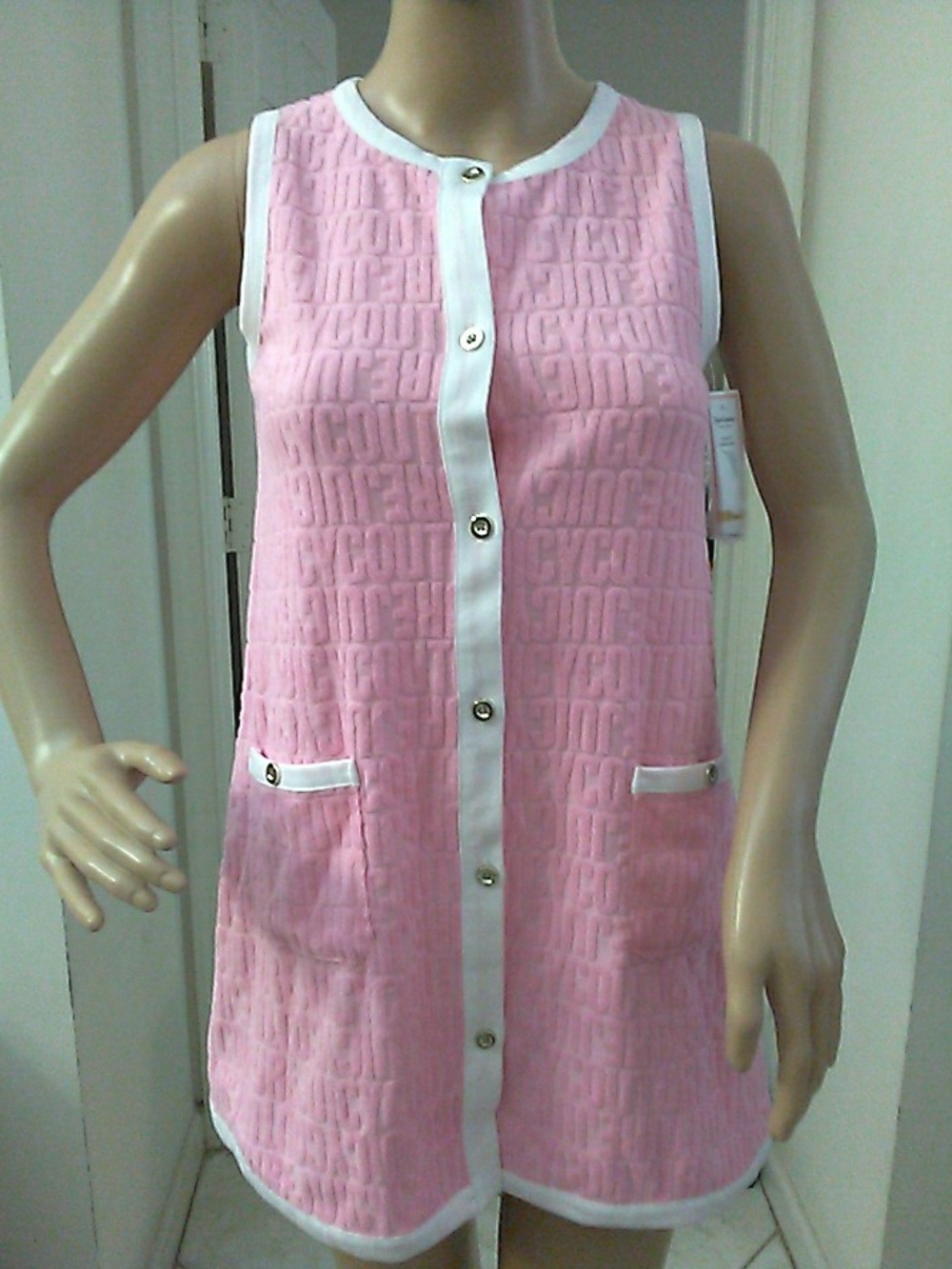 NWT Juicy Couture DRESS Pink Logo THROUGHOUT MATERIAL SZ. 12 ? W/ PKTS(SEE PTP)